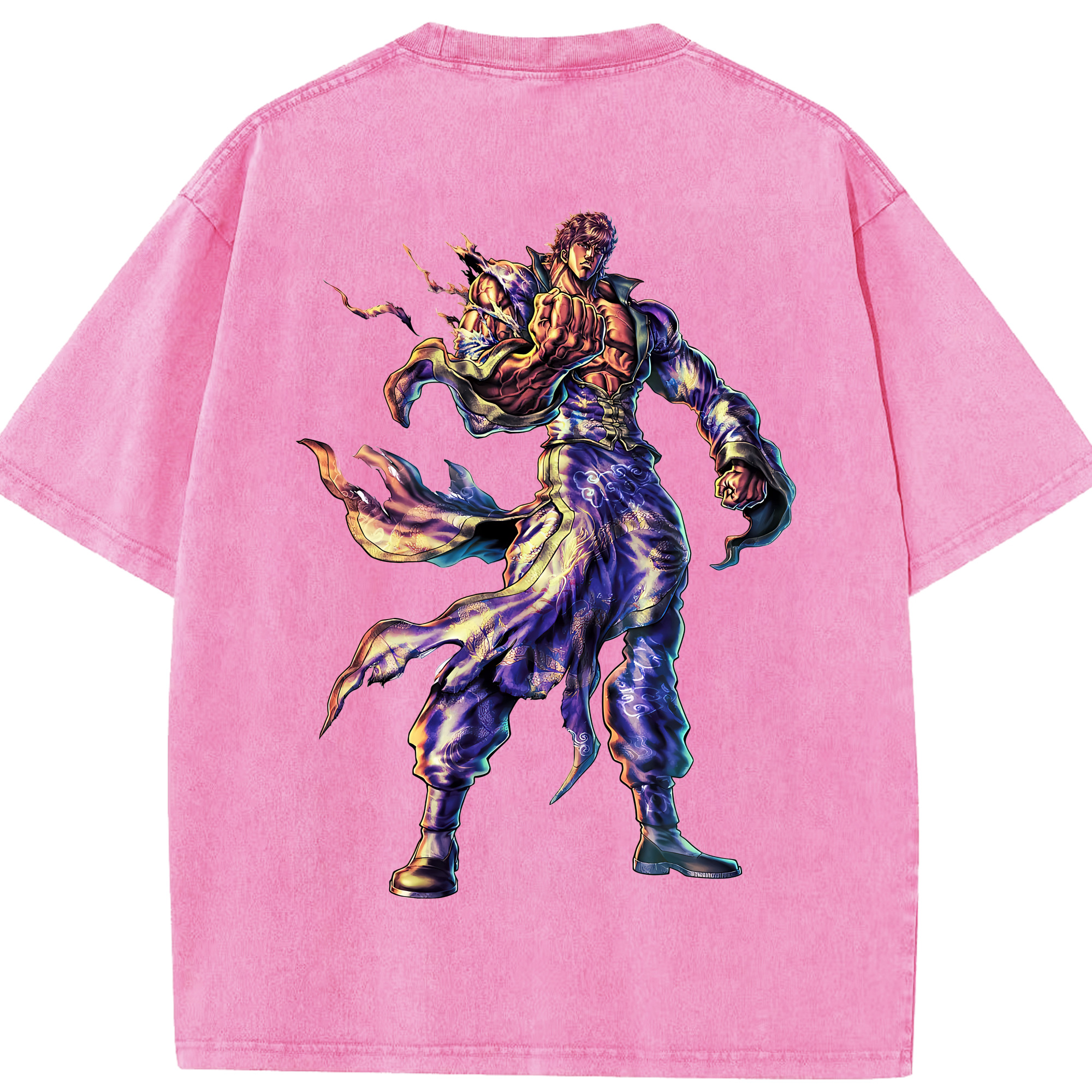 （画像用） 北斗の拳 Fist of the North Star 綿100% ヴィンテージ風 半袖Tシャツ（背面プリント）